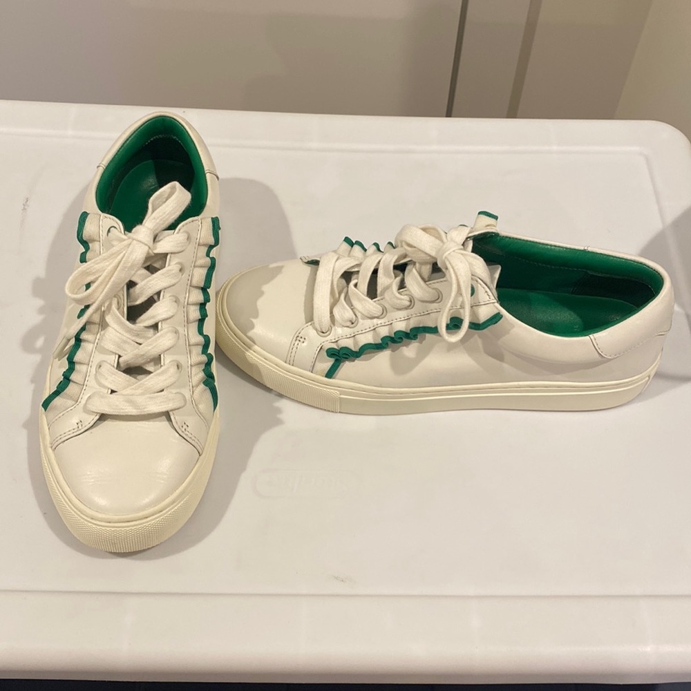 Tory Burch White and Green Sneakers size 9